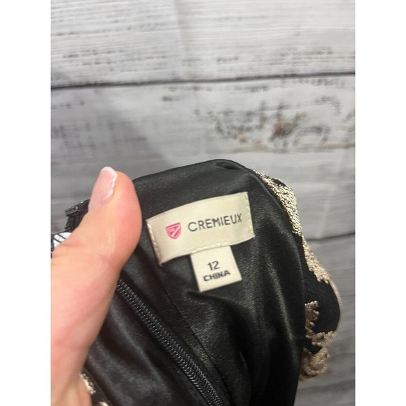 Cremieux Dress size 12 Gold Black Lace Straight Sheath Stretch Cocktail Knee - Picture 14 of 14